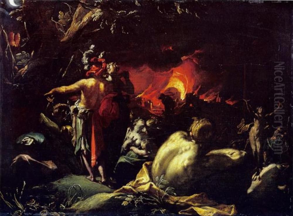 The Burning of Troy Oil Painting by Abraham Bloemaert