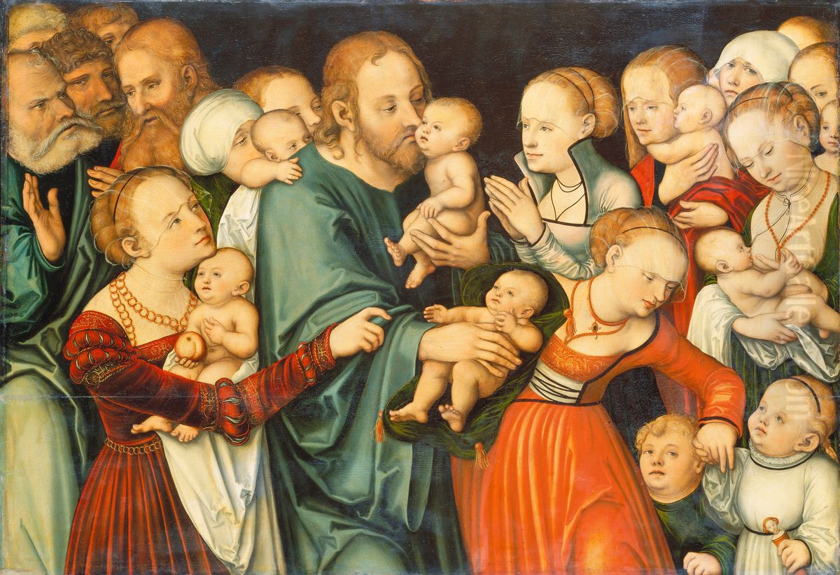 Christ Blessing the Children Oil Painting by Lucas Cranach the Elder