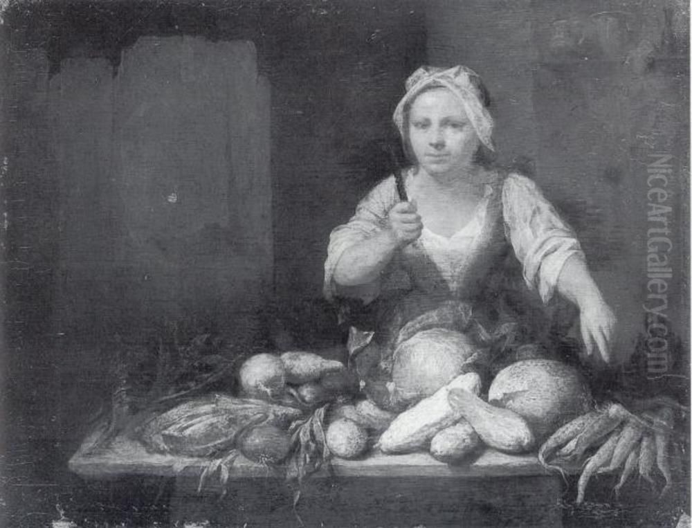 Cook Cleaning Vegetables Oil Painting by Nicolaes van Haeften