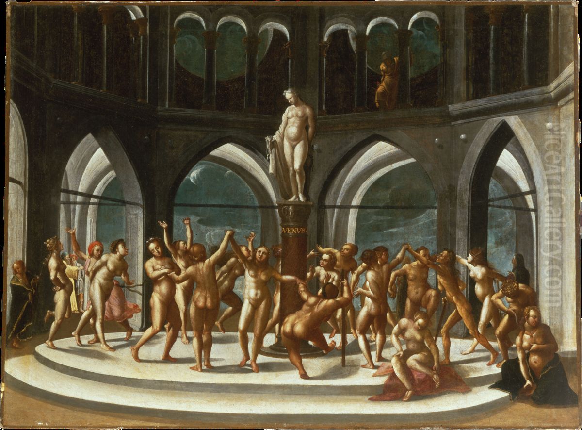 Dance around the Statue of Venus Oil Painting by Hans Bock