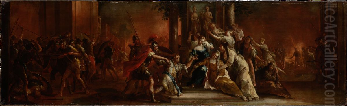 Der Tod des Priamos Oil Painting by Johann Andreas Herrlein