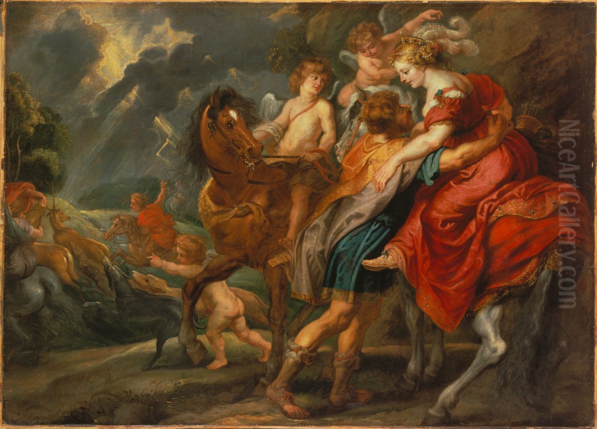 Dido and Aeneas Oil Painting by Jan van den Hoecke