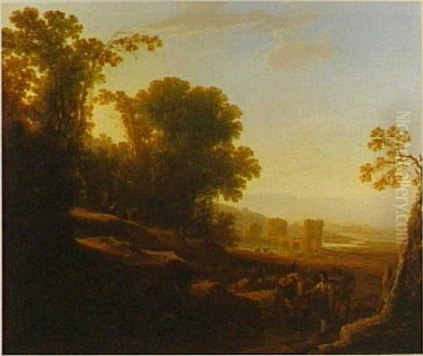 Meridional landscape with the Ponte Lucano over the Aniene and the Plautii tomb Oil Painting by Jan Both