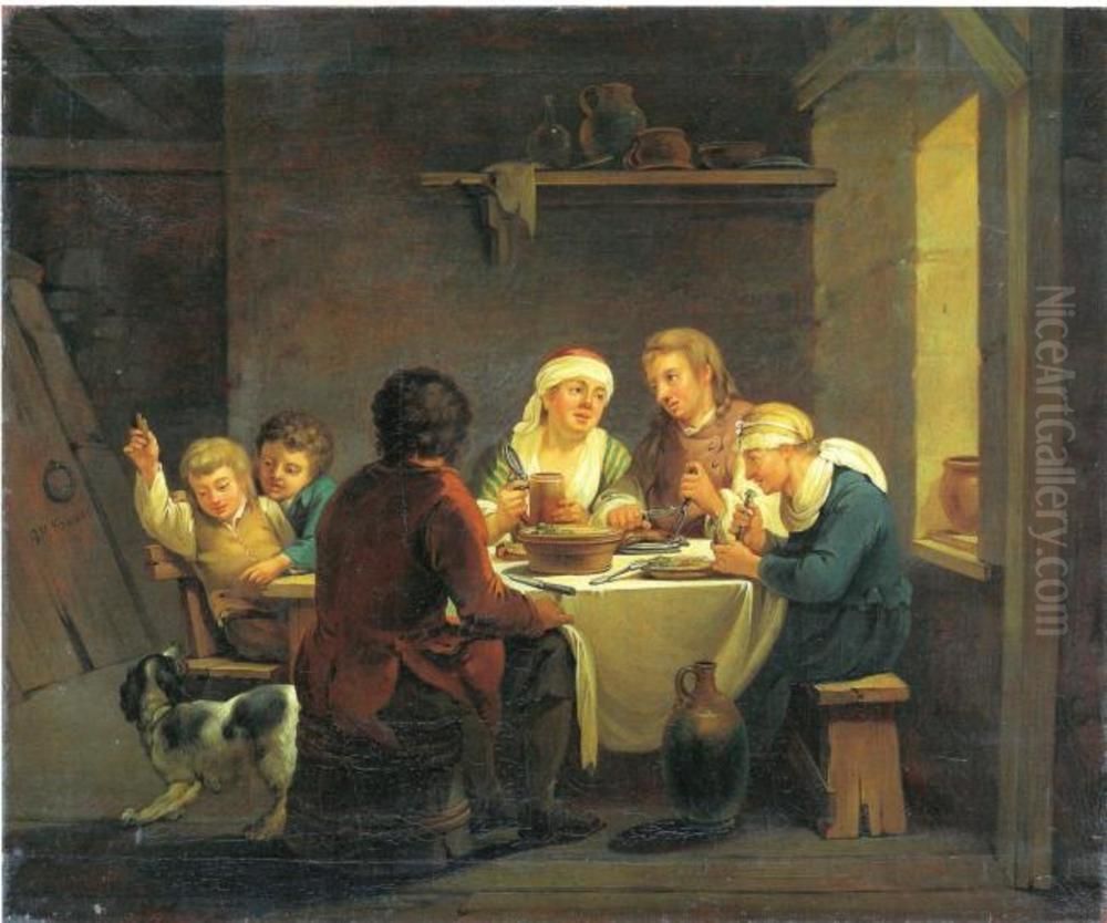 A Family at Table Oil Painting by Georg Melchior Kraus