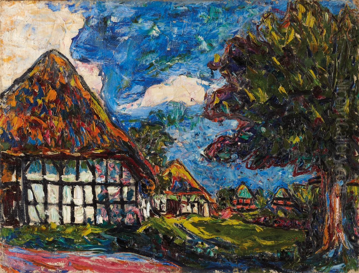 Fehmarn-Hauser Oil Painting by Ernst Ludwig Kirchner