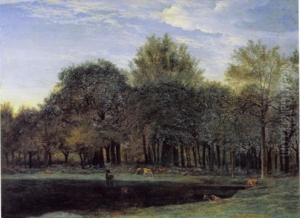 Forest Clearing with Grazing Deer Oil Painting by Adriaen Van De Velde