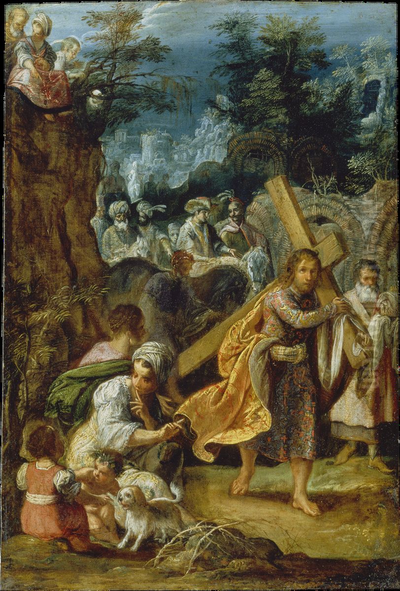 The Frankfurt Altarpiece of the Exaltation of the True Cross:
Emperor Heraclius' Entry into Jerusalem Oil Painting by Adam Elsheimer