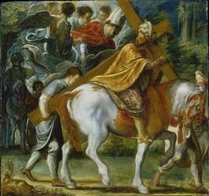 The Frankfurt Altarpiece of the Exaltation of the True Cross:
Heraclius on Horseback with the Cross (bottom right) The Frankfurt Altarpiece of the Exaltation of the True Cross:
Heraclius on Horseback with the Cross (bottom right)