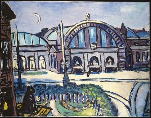 Frankfurt Main Station Oil Painting by Max Beckmann