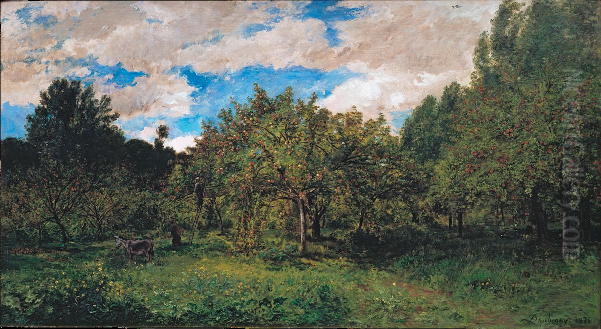 French Orchard at Harvest Time (Le verger) Oil Painting by Charles-Francois Daubigny