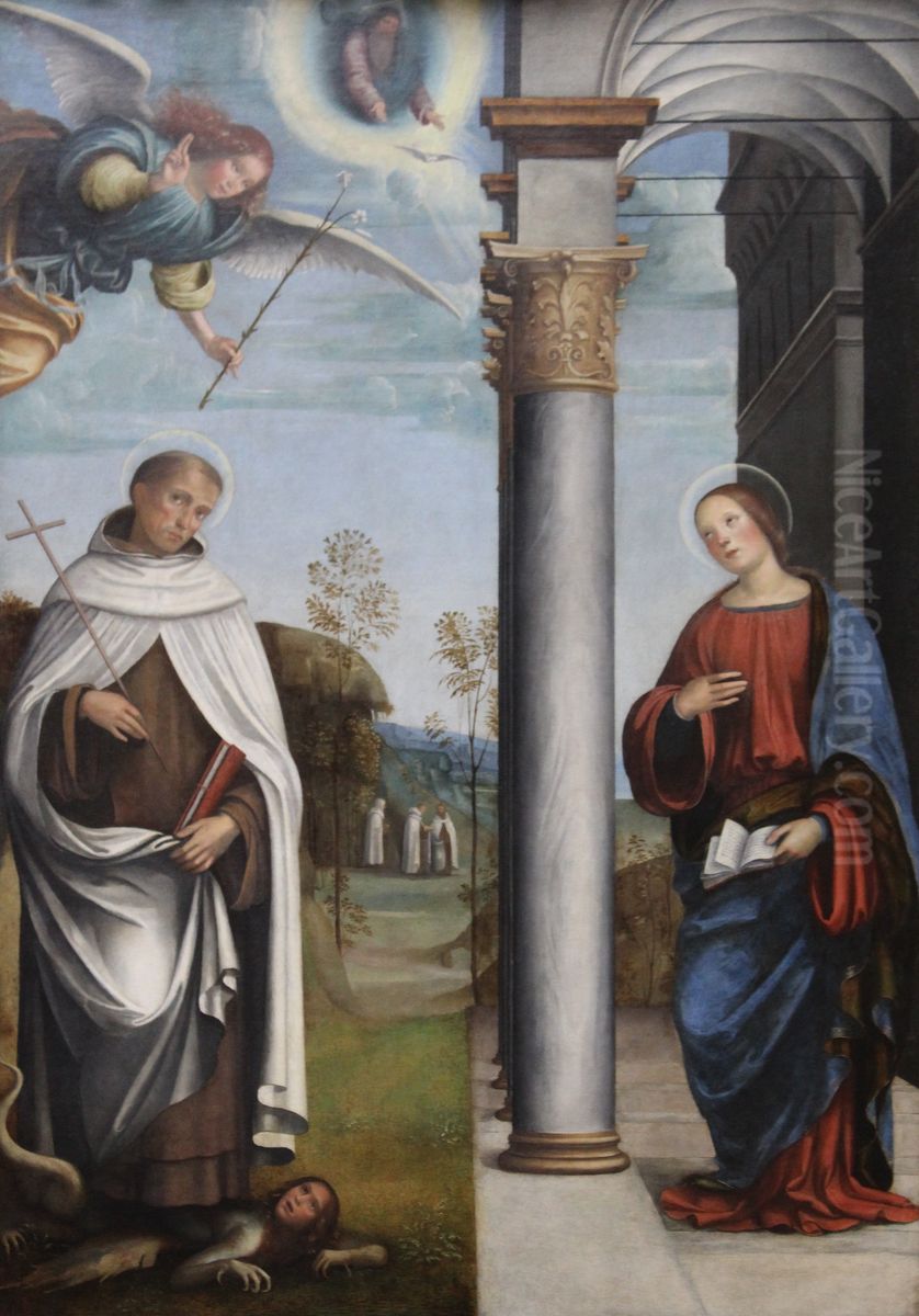 L'Annonciation avec saint Albert carmelite Oil Painting by Francesco Francia