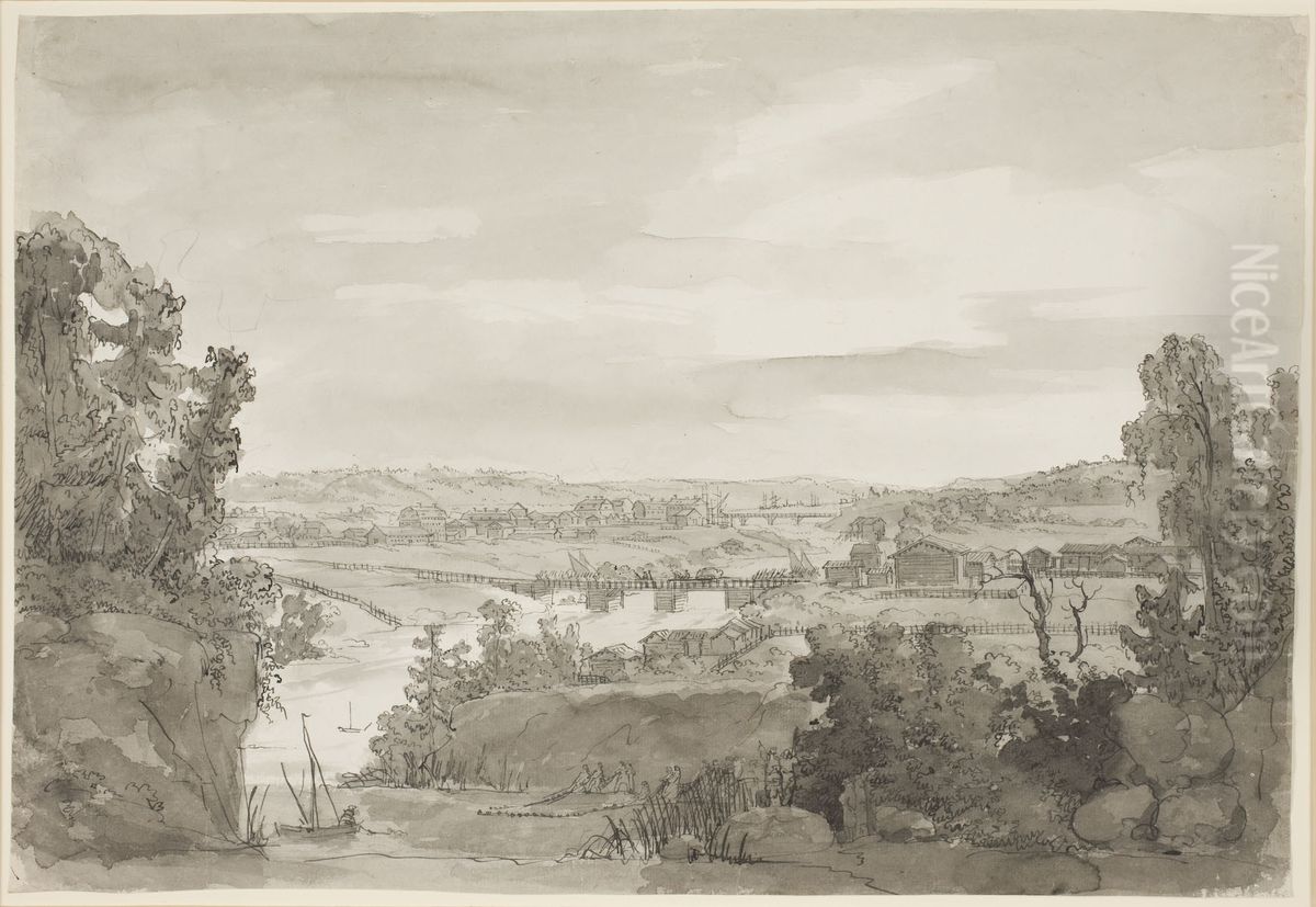 View of Kongsberg, Norway Oil Painting by Johan Wilhelm Ludwig Dahl
