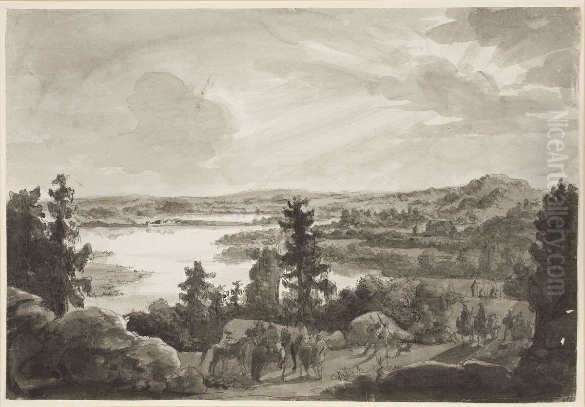 View of a Lake, Norway Oil Painting by Johan Wilhelm Ludwig Dahl