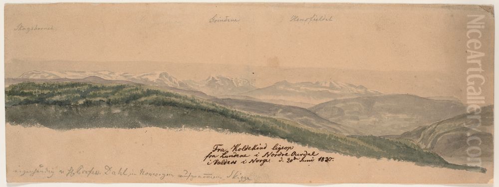 Fra Koldekind ligeop fra Lundene i Norde Oure dal i Valdres i Norge Oil Painting by Johan Wilhelm Ludwig Dahl