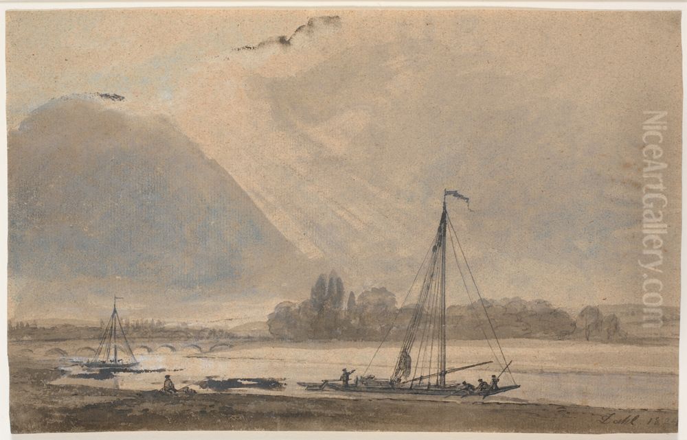 View of the Elbe near Dresden Oil Painting by Johan Wilhelm Ludwig Dahl
