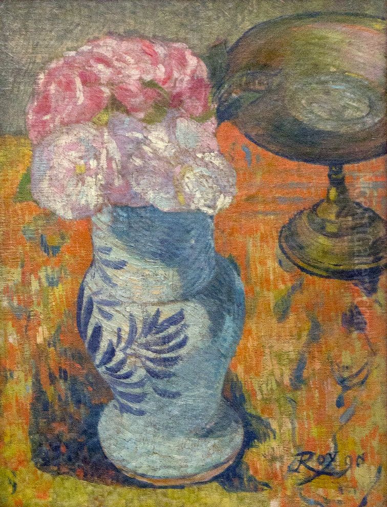 Bouquet au vase de Quimper Oil Painting by Louis George Eleonor Roy