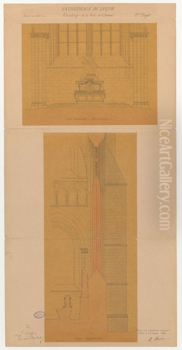 Fenestrage de la baie du choeur de la Cathedrale de Lucon 1889 Oil Painting by Henri Chaine