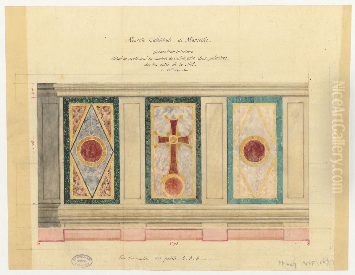Decoration interieure de la nouvelle cathedrale de Marseille Oil Painting by Henri Revoil