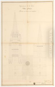 Elevation des clochers de la cathedrale de Mende 1837