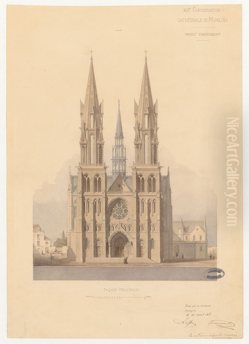 facade principale (1851) Oil Painting by Jean-Baptiste-Antoine Lassus