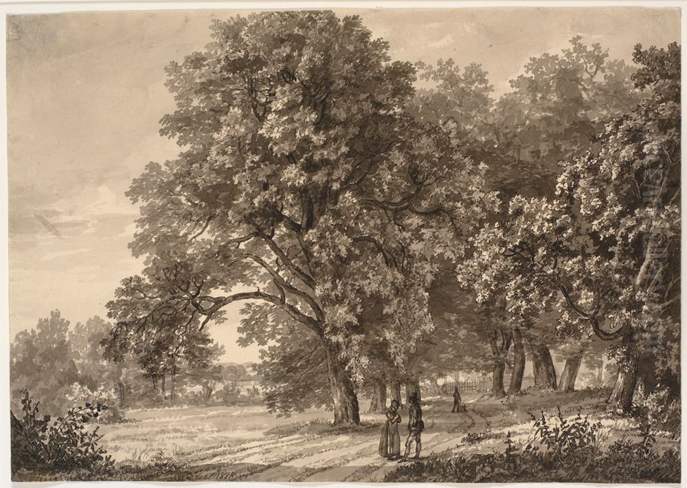 View of a Road in a Wood near Soro, Zealand Oil Painting by Johan Wilhelm Ludwig Dahl