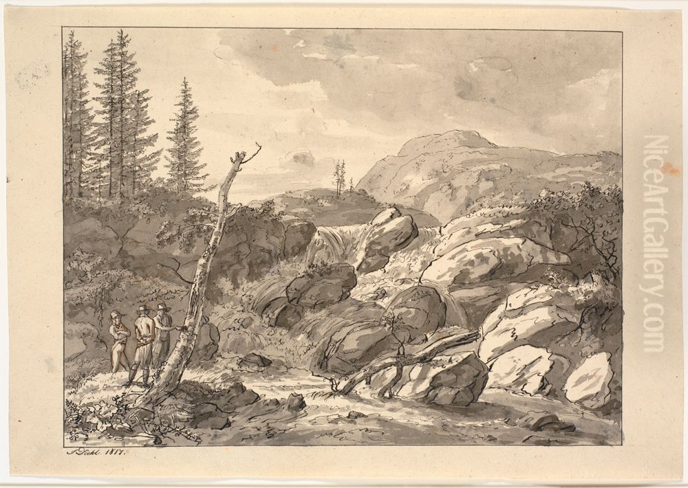 Vandfald Oil Painting by Johan Wilhelm Ludwig Dahl