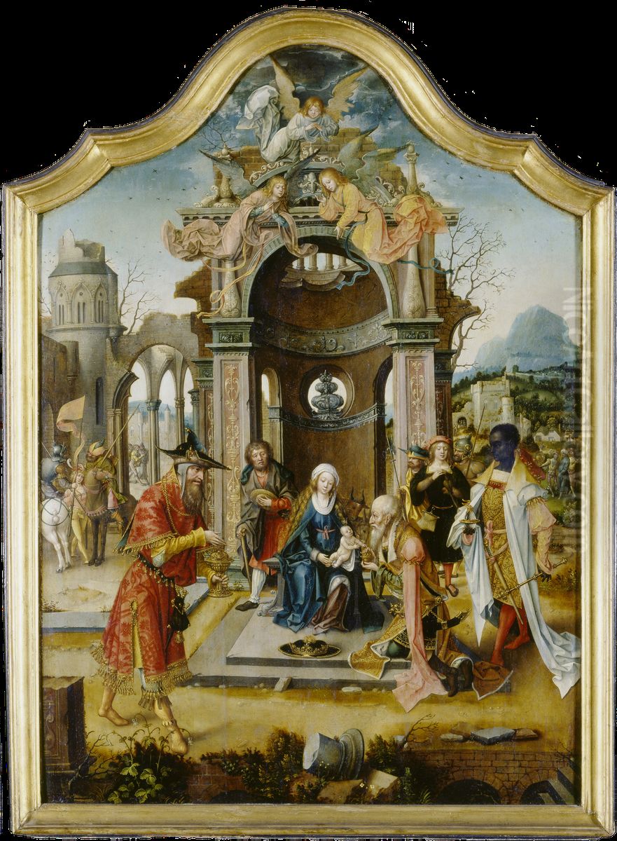 Die Anbetung der Heiligen Drei Konige Oil Painting by Master Of The Von Groote Adoration