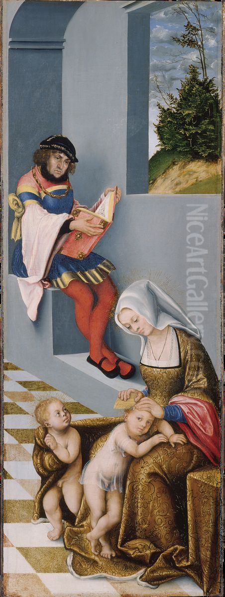 Maria Salome und Zebedaus (mit den Zugen Johanns des Bestandigen), sowie ihre Sohne Jakobus d. A. und Johannes Ev. Oil Painting by Lucas Cranach the Elder