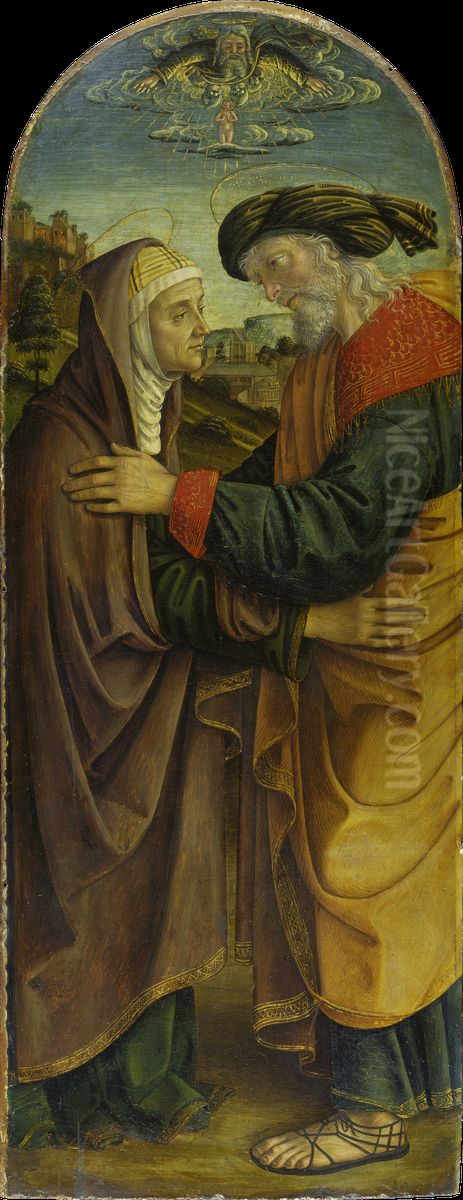 The Meeting at the Golden Gate Oil Painting by Macrino d'Alba