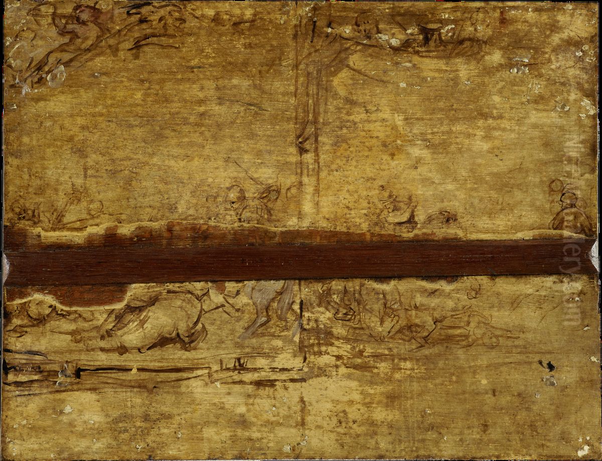 Zwei Reiterkampfe Oil Painting by (studio of) Rubens, Peter Paul