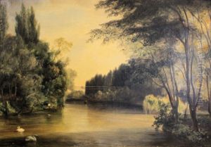 Vue du pont suspendu du parc de Neuilly