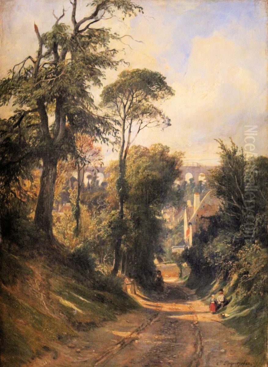 Vue du Val-Fleury et de l'aqueduc Oil Painting by Camille Roqueplan