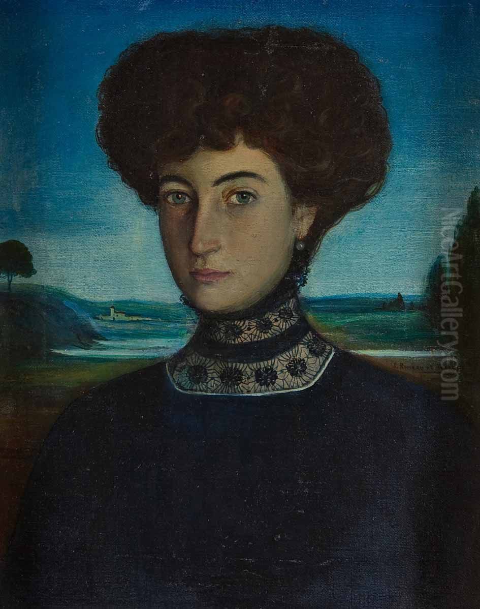 La condesa de Casa Rojas Oil Painting by Julio Romero De Torres