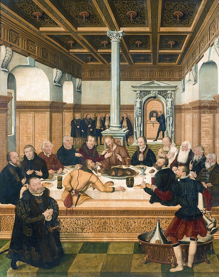 Epitaph for Prince Joachim of Anhalt Oil Painting by Lucas The Younger Cranach