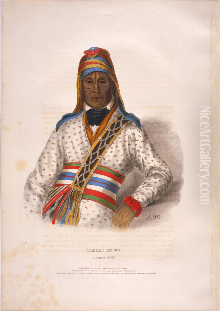 Portrait of Yoholo-Micco (c.1790-c.1844) Oil Painting by Charles Bird King