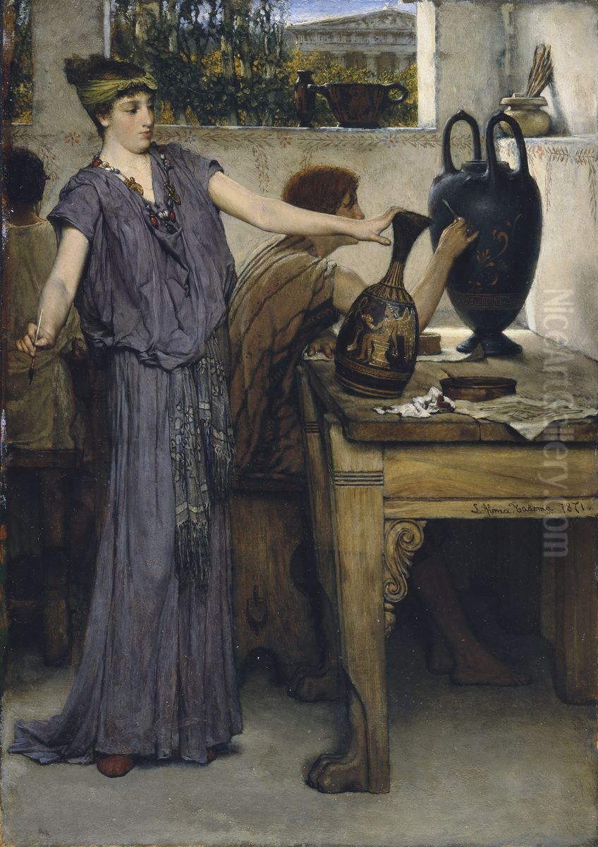Etruscan Vase Painters Oil Painting by Lawrence Alma-Tadema