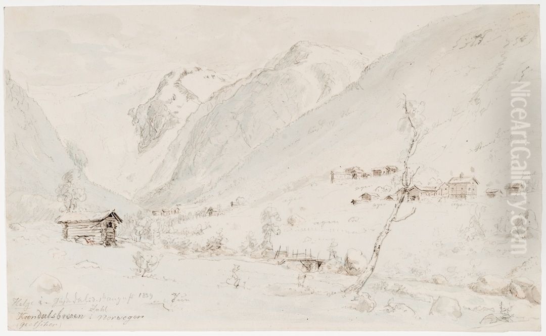 Krondalsbreen Oil Painting by Johan Wilhelm Ludwig Dahl
