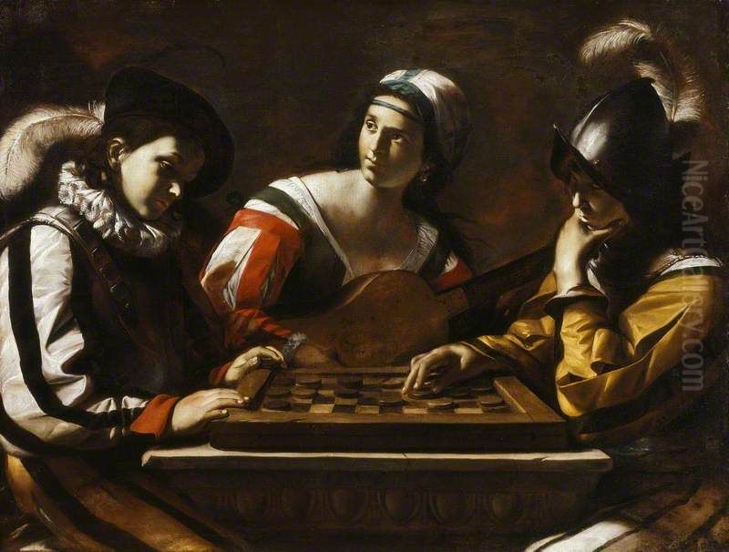 The Game of Draughts Oil Painting by Mattia Preti