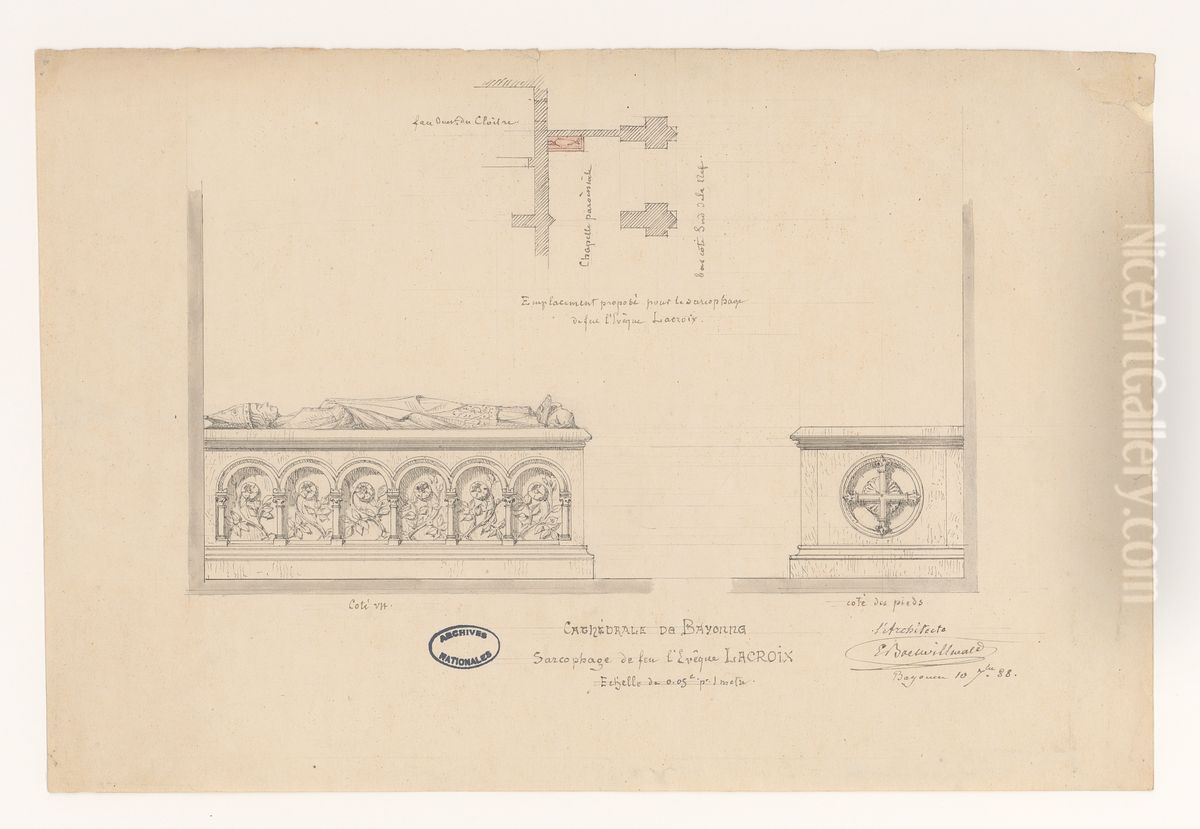 Sarcophage de l'eveque Lacroix dans la cathedrale de Bayonne Oil Painting by Emile Boeswillwald