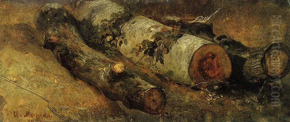 Cut-down Birch-trees Oil Painting by Ivan Shishkin