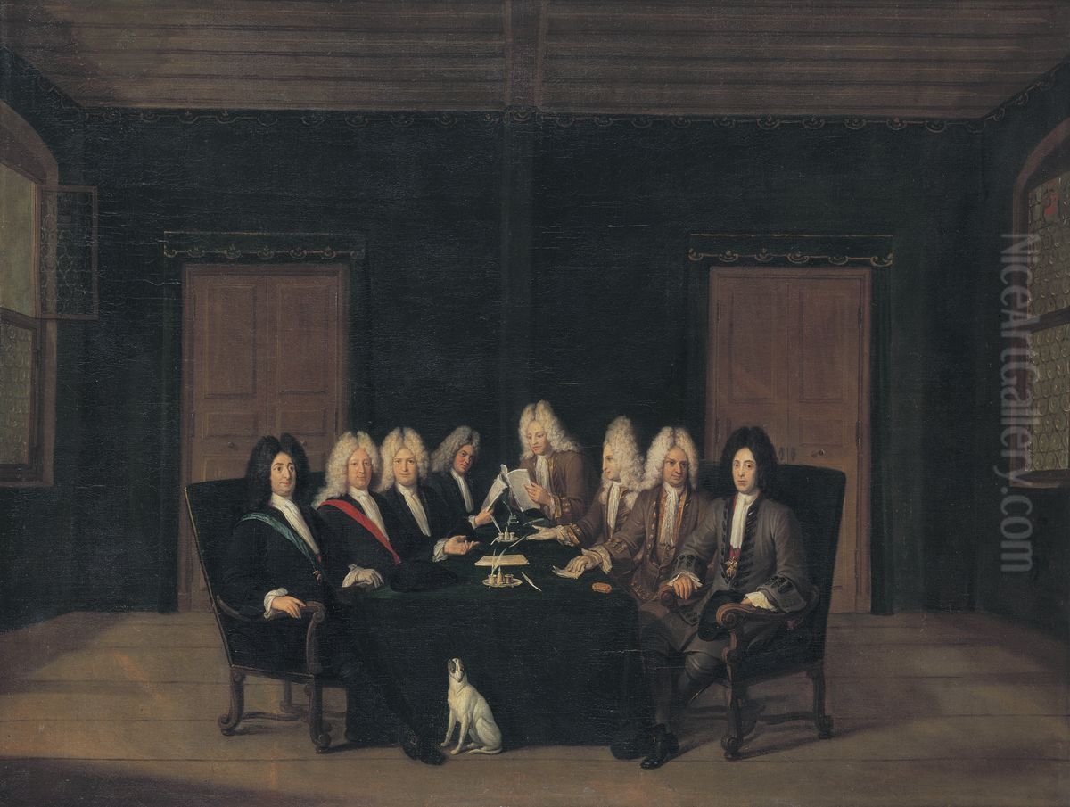 Les emissaires au traite de Bade en septembre 1714 Oil Painting by Johann Rudolf Huber
