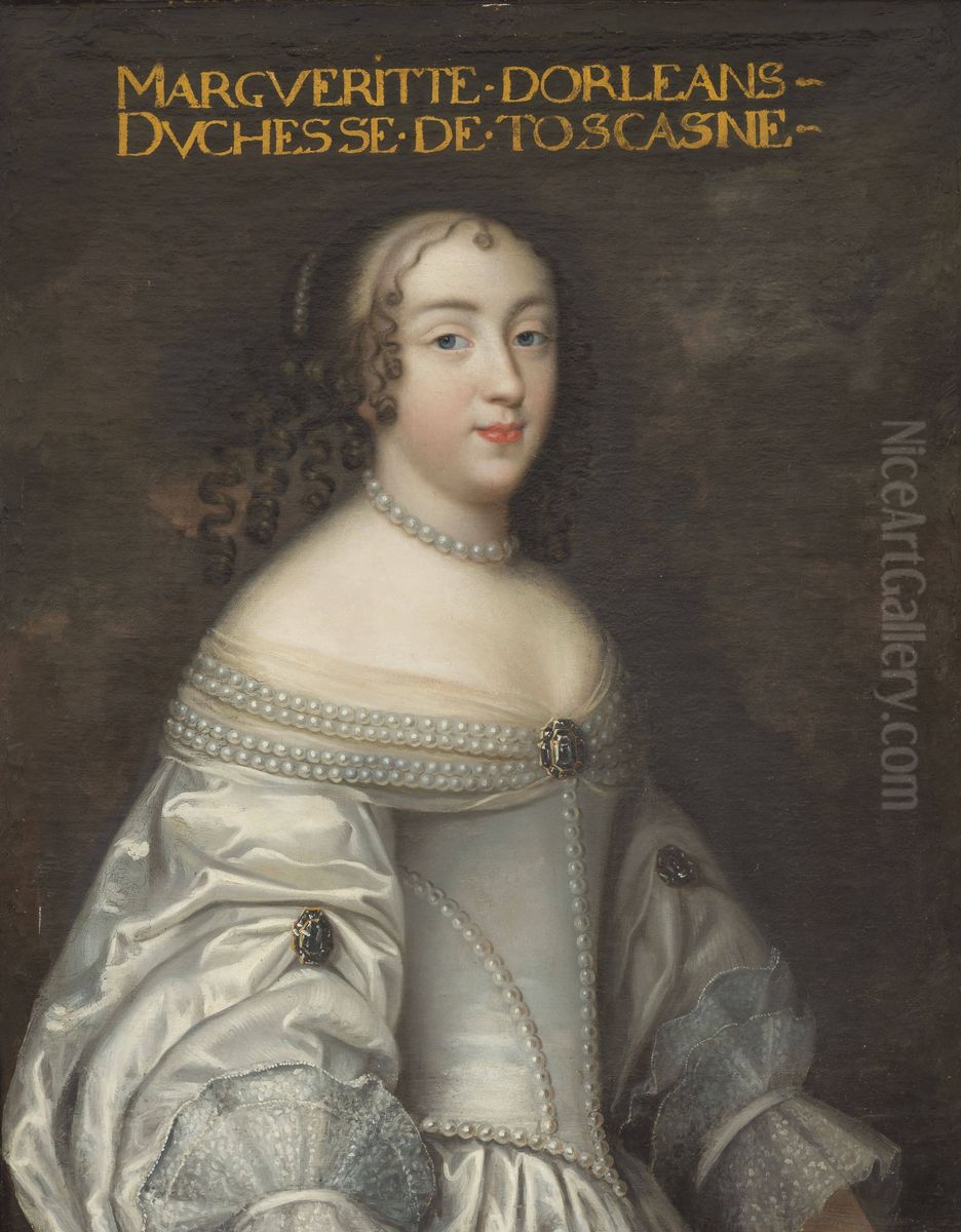 Marguerite Louise d'Orleans, Grand Duchess of Tuscany (1645-1721) Oil Painting by Henri and Charles Beaubrun