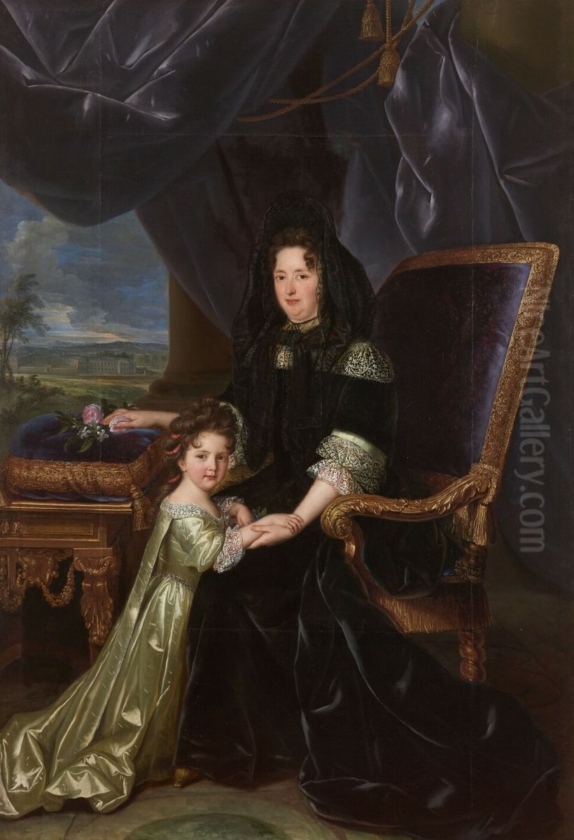 Francoise d'Aubigne, Marquise de Maintenon (1635-1719), and her niece Francoise d'Aubigne, future Duchess of Noailles. Oil Painting by Louis Ferdinand Elle the Younger