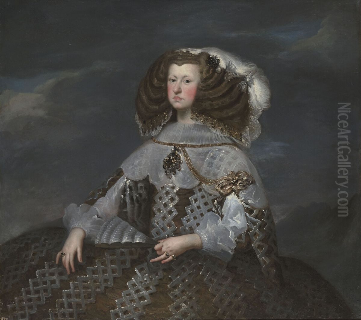 Mariana of Austria, Queen of Spain (1635-1696), regent Oil Painting by Diego Rodriguez de Silva y Velazquez