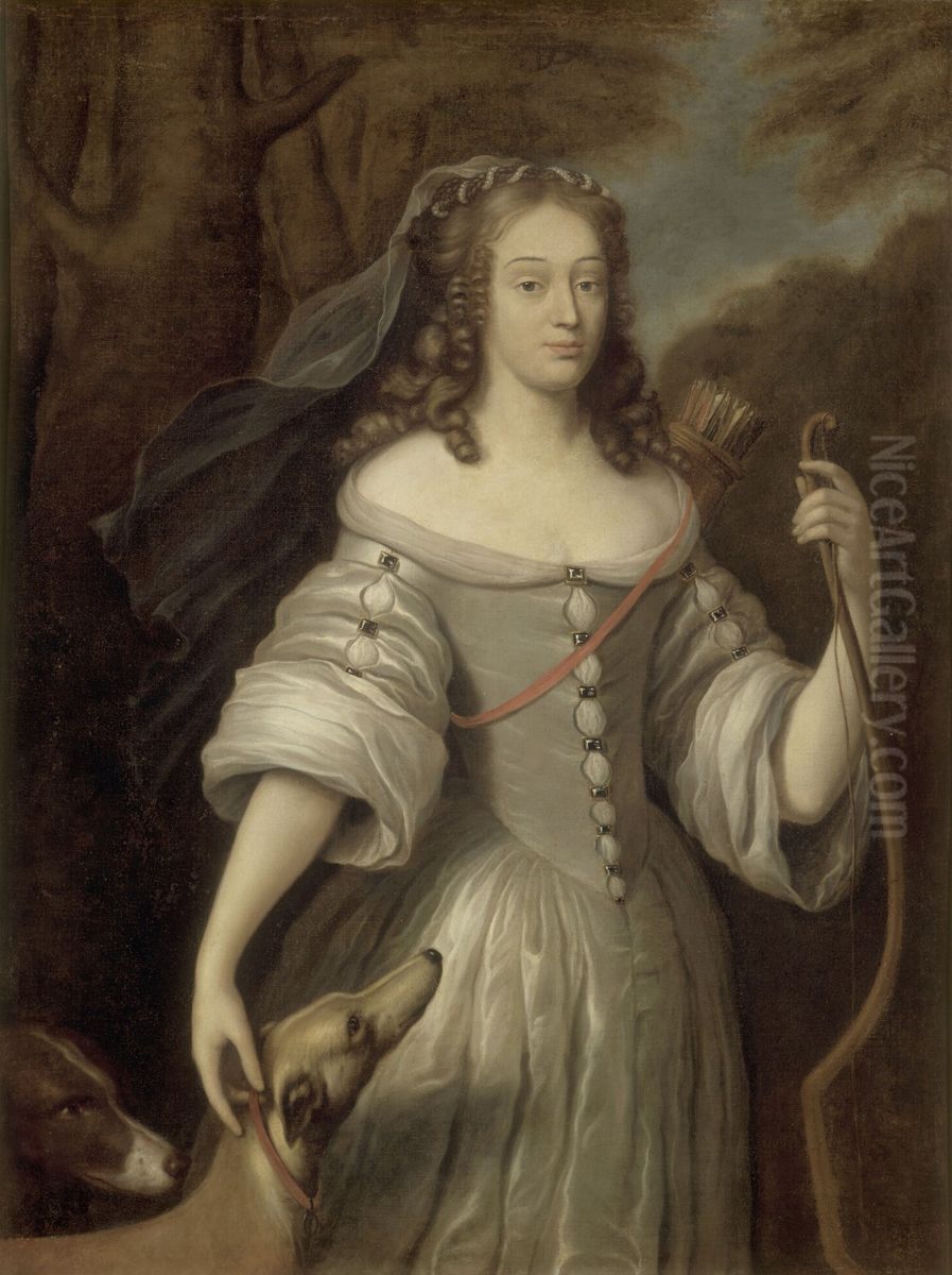 Portrait of Louise-Francoise de La Baume Le Blanc, duchesse de La Valliere as Diana Oil Painting by Claude Lefebvre