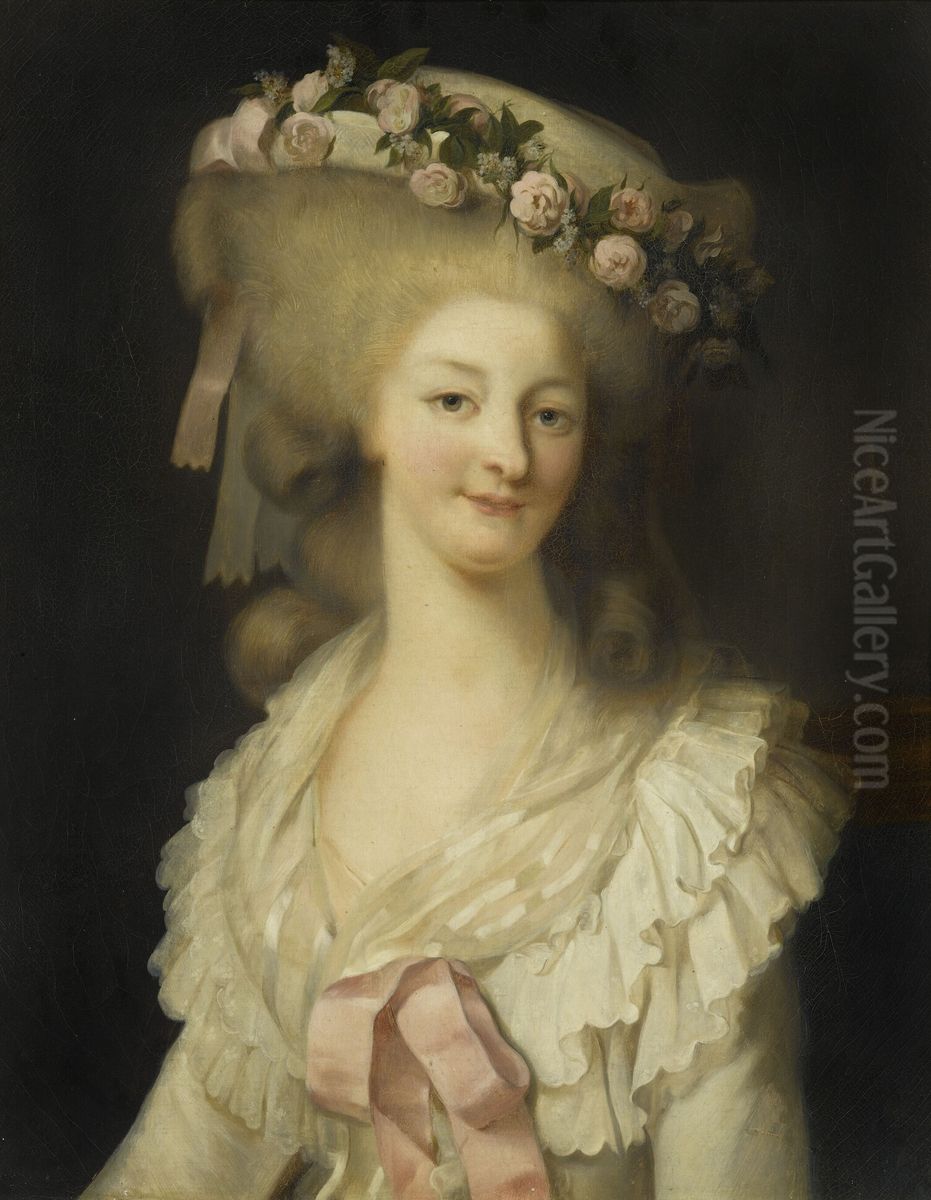 Marie-Therese-Louise de Savoie-Carignan, Princess of Lamballe Oil Painting by Louis-Edouard Rioult