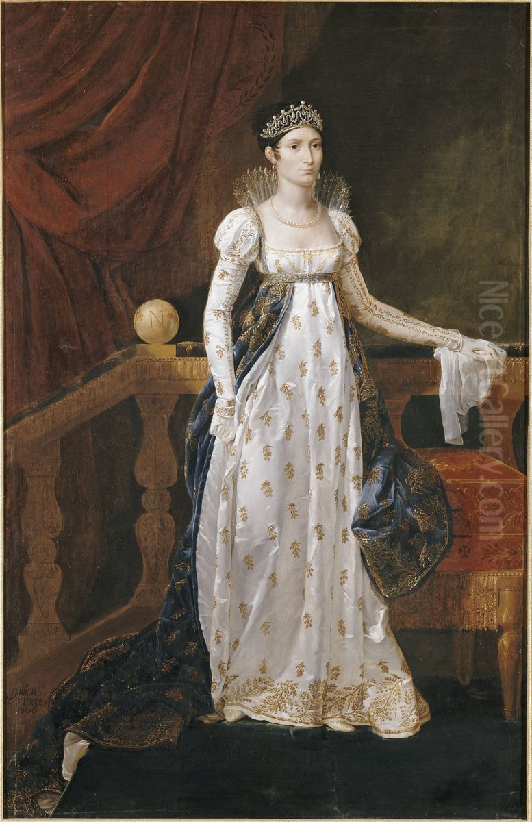 Elisa Bonaparte-Bacciocchi, Grand Duchess of Tuscany Oil Painting by Guillaume Guillon-Lethiere