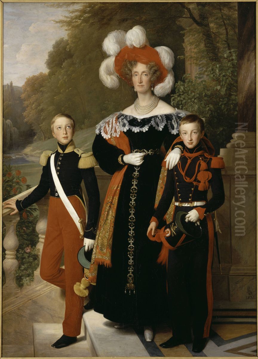 La Reine Marie-Amelie et ses Enfants Oil Painting by Louis Hersent