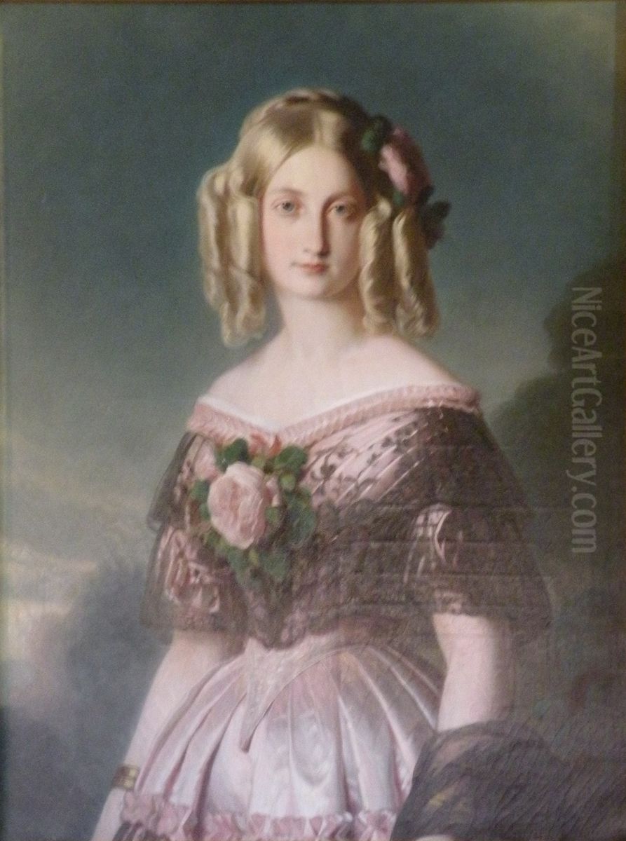 Marie-Caroline-Auguste de Bourbon-Salerne, Duchess of Aumale Oil Painting by Franz Xavier Winterhalter