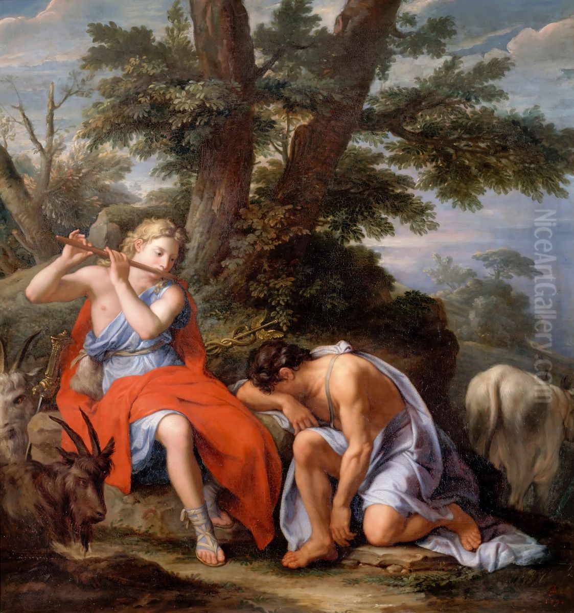 Mercury and Argus Oil Painting by Rene-Antoine Houasse